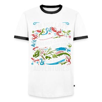 Dragon Adventures – I'm Not Lazy - Drachen Bücher - Männer Kontrast-T-Shirt - Weiß/Schwarz - Vorne - AI Model Female 172 light (172cm) & AI Model Male 178 dark (178cm)