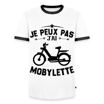 Je Peux Pas J'ai Mobylette Cadeau - T-shirt contrasté Homme - blanc/noir - Devant - AI Model Female 172 light (172cm) & AI Model Male 178 dark (178cm)