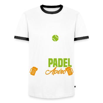 I can't I have padel and aperitif Padeliste Gift - Men's Ringer Shirt - white/black - Front - AI Model Female 172 light (172cm) & AI Model Male 178 dark (178cm)
