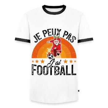 je peux pas j ai foot - T-shirt contrasté Homme - blanc/noir - Devant - AI Model Female 172 light (172cm) & AI Model Male 178 dark (178cm)