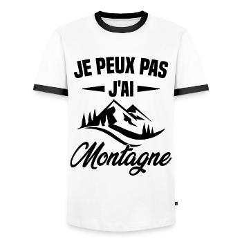 Je Peux Pas J ai Montagne - T-shirt contrasté Homme - blanc/noir - Devant - AI Model Female 172 light (172cm) & AI Model Male 178 dark (178cm)