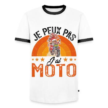 Je peux pas j ai moto - T-shirt contrasté Homme - blanc/noir - Devant - AI Model Female 172 light (172cm) & AI Model Male 178 dark (178cm)