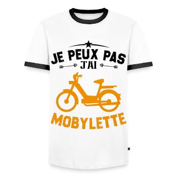 Je Peux Pas J'ai Mobylette Cadeau - T-shirt contrasté Homme - blanc/noir - Devant - AI Model Female 172 light (172cm) & AI Model Male 178 dark (178cm)