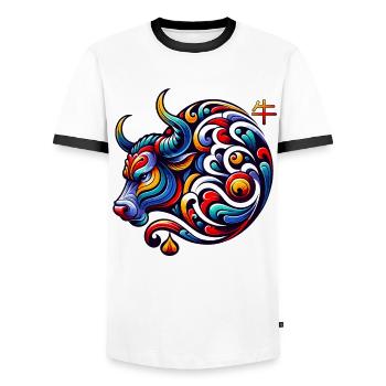 Chinese Zodiac Ox Astrological Sign Elegant - Men's Ringer Shirt - white/black - Front - AI Model Female 172 light (172cm) & AI Model Male 178 dark (178cm)