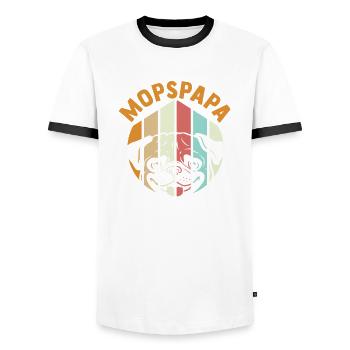 Dog Daddy Mop Papa Master Dog Pug - Men's Ringer Shirt - white/black - Front - AI Model Female 172 light (172cm) & AI Model Male 178 dark (178cm)