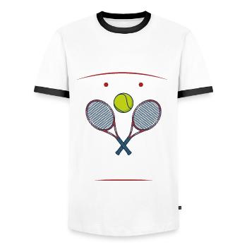 Je Peux Pas J ai Tennis - T-shirt contrasté Homme - blanc/noir - Devant - AI Model Female 172 light (172cm) & AI Model Male 178 dark (178cm)