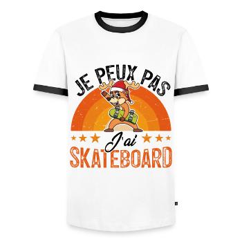 Je peux pas j ai Skate - T-shirt contrasté Homme - blanc/noir - Devant - AI Model Female 172 light (172cm) & AI Model Male 178 dark (178cm)