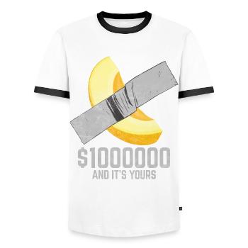 Ruban adhésif Melon Fruit amant citation drôle - T-shirt contrasté Homme - blanc/noir - Devant - AI Model Female 172 light (172cm) & AI Model Male 178 dark (178cm)