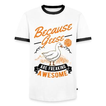 Because Geese are freaking awesome Gans - Männer Kontrast-T-Shirt - Weiß/Schwarz - Vorne - AI Model Female 172 light (172cm) & AI Model Male 178 dark (178cm)