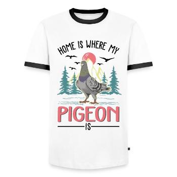 Pigeons Home Pigeon Breeding Pigeon Breeder - Men's Ringer Shirt - white/black - Front - AI Model Female 172 light (172cm) & AI Model Male 178 dark (178cm)