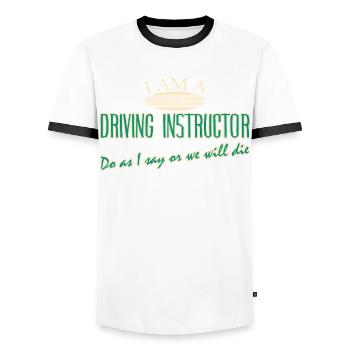 Moniteur d’auto-école Blague Professeur de conduite - T-shirt contrasté Homme - blanc/noir - Devant - AI Model Female 172 light (172cm) & AI Model Male 178 dark (178cm)