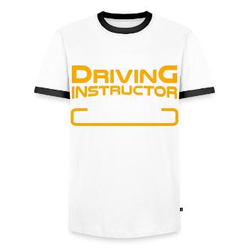 Driving School Driving Instructor - Men's Ringer Shirt - white/black - Front - AI Model Female 172 light (172cm) & AI Model Male 178 dark (178cm)