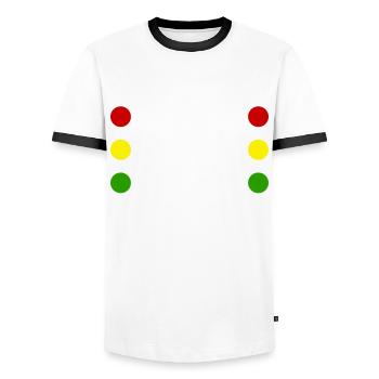 Moniteur d’auto-école Apprentis conducteurs - T-shirt contrasté Homme - blanc/noir - Devant - AI Model Female 172 light (172cm) & AI Model Male 178 dark (178cm)