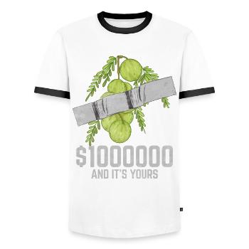 Ruban adhésif groseille à maquereau Fruit amant citation drôle - T-shirt contrasté Homme - blanc/noir - Devant - AI Model Female 172 light (172cm) & AI Model Male 178 dark (178cm)