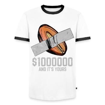 Duct Tape Date Fruit Lover Funny Quote - Men's Ringer Shirt - white/black - Front - AI Model Female 172 light (172cm) & AI Model Male 178 dark (178cm)