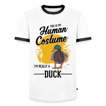 Duck Costume Duck Breeder Halloween - Men's Ringer Shirt - white/black - Front - AI Model Female 172 light (172cm) & AI Model Male 178 dark (178cm)