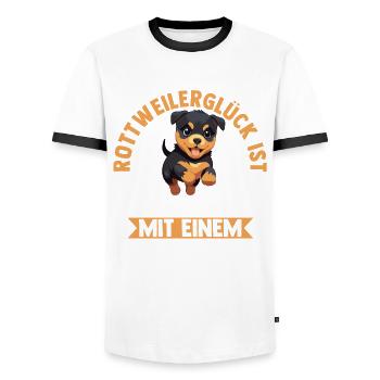 Hund Rottweiler - Männer Kontrast-T-Shirt - Weiß/Schwarz - Vorne - AI Model Female 172 light (172cm) & AI Model Male 178 dark (178cm)