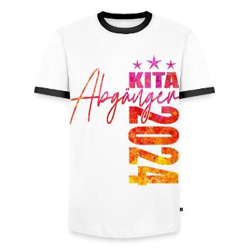 Kita Abgänger 2024 - Männer Kontrast-T-Shirt - Weiß/Schwarz - Vorne - AI Model Female 172 light (172cm) & AI Model Male 178 dark (178cm)