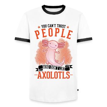 Axolotl Gift Amphibian Axolotl - Men's Ringer Shirt - white/black - Front - AI Model Female 172 light (172cm) & AI Model Male 178 dark (178cm)