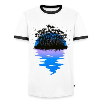 Caraïbes, Île, Exotique, Botanique, Flore, Nature, Voyage - T-shirt contrasté Homme - blanc/noir - Devant - AI Model Female 172 light (172cm) & AI Model Male 178 dark (178cm)