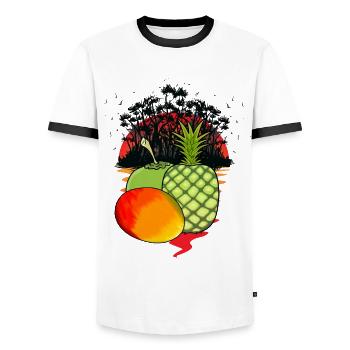 Caribbean, Island, Fruits, Fruits, Vitamins, Summer, Food - Men's Ringer Shirt - white/black - Front - AI Model Female 172 light (172cm) & AI Model Male 178 dark (178cm)