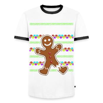Gingerbread Man Baking - Männer Kontrast-T-Shirt - Weiß/Schwarz - Vorne - AI Model Female 172 light (172cm) & AI Model Male 178 dark (178cm)