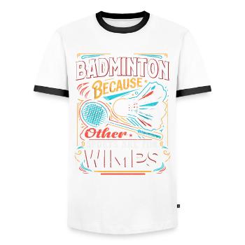 BADMINTON - D’autres sports sont pour les mauviettes - T-shirt contrasté Homme - blanc/noir - Devant - AI Model Female 172 light (172cm) & AI Model Male 178 dark (178cm)