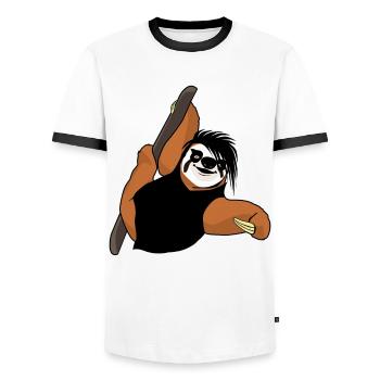 Goth Paresseux Gothique - T-shirt contrasté Homme - blanc/noir - Devant - AI Model Female 172 light (172cm) & AI Model Male 178 dark (178cm)