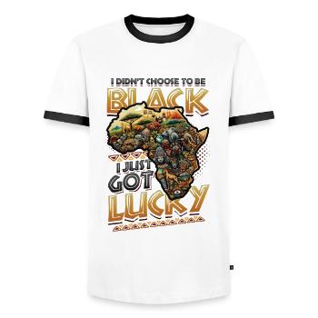 Histoire des Noirs afro-américains - T-shirt contrasté Homme - blanc/noir - Devant - AI Model Female 172 light (172cm) & AI Model Male 178 dark (178cm)
