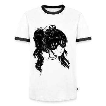 Girls Glasses Cool Sunglasses Kid Teens - Men's Ringer Shirt - white/black - Front - AI Model Female 172 light (172cm) & AI Model Male 178 dark (178cm)