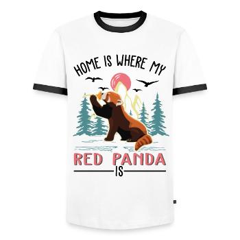 Roter Panda Geschenk Red Panda - Männer Kontrast-T-Shirt - Weiß/Schwarz - Vorne - AI Model Female 172 light (172cm) & AI Model Male 178 dark (178cm)