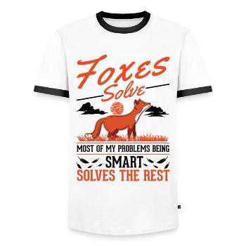 Renard Cadeau Renard Rouge - T-shirt contrasté Homme - blanc/noir - Devant - AI Model Female 172 light (172cm) & AI Model Male 178 dark (178cm)