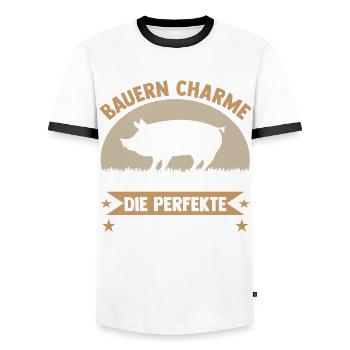 Schwein Schweinebauer Bauernhof Schweine - Männer Kontrast-T-Shirt - Weiß/Schwarz - Vorne - AI Model Female 172 light (172cm) & AI Model Male 178 dark (178cm)