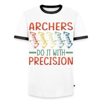 Bogenschütze Mit Präzision Archers With Precision - Männer Kontrast-T-Shirt - Weiß/Schwarz - Vorne - AI Model Female 172 light (172cm) & AI Model Male 178 dark (178cm)