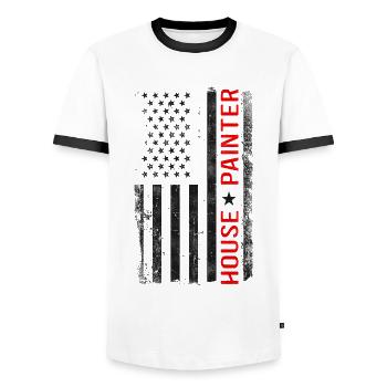 House Painter Decorator American - Men's Ringer Shirt - white/black - Front - AI Model Female 172 light (172cm) & AI Model Male 178 dark (178cm)
