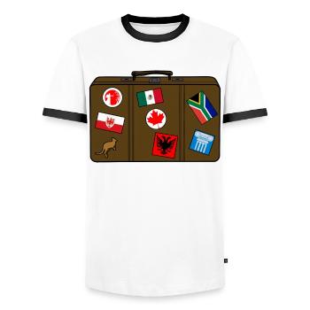 Valise de vacances Bagages de voyage - T-shirt contrasté Homme - blanc/noir - Devant - AI Model Female 172 light (172cm) & AI Model Male 178 dark (178cm)