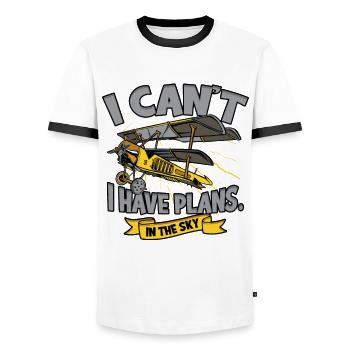 Model Airplane Model Airplane - Men's Ringer Shirt - white/black - Front - AI Model Female 172 light (172cm) & AI Model Male 178 dark (178cm)