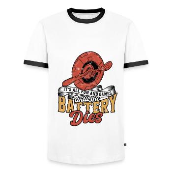Model Airplane Model Airplane - Men's Ringer Shirt - white/black - Front - AI Model Female 172 light (172cm) & AI Model Male 178 dark (178cm)