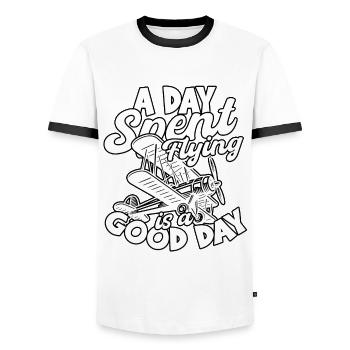 Model Airplane Model Airplane - Men's Ringer Shirt - white/black - Front - AI Model Female 172 light (172cm) & AI Model Male 178 dark (178cm)
