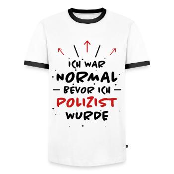 Polizist Spruch Polizei Lustiges Polizist Geschenk - Männer Kontrast-T-Shirt - Weiß/Schwarz - Vorne - AI Model Female 172 light (172cm) & AI Model Male 178 dark (178cm)