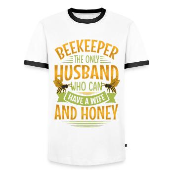 Funny Beekeeper Spruch - Gatte und Ehemann - Männer Kontrast-T-Shirt - Weiß/Schwarz - Vorne - AI Model Female 172 light (172cm) & AI Model Male 178 dark (178cm)