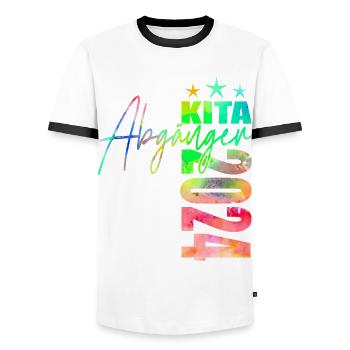 Kita Abgänger 2024 - Männer Kontrast-T-Shirt - Weiß/Schwarz - Vorne - AI Model Female 172 light (172cm) & AI Model Male 178 dark (178cm)