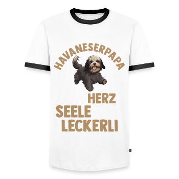 Hund Hundepapa Vater Havaneserpapa Havaneser - Männer Kontrast-T-Shirt - Weiß/Schwarz - Vorne - AI Model Female 172 light (172cm) & AI Model Male 178 dark (178cm)