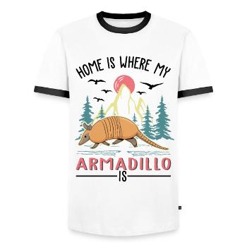 Armadillo Zuhause Gürteltier - Männer Kontrast-T-Shirt - Weiß/Schwarz - Vorne - AI Model Female 172 light (172cm) & AI Model Male 178 dark (178cm)