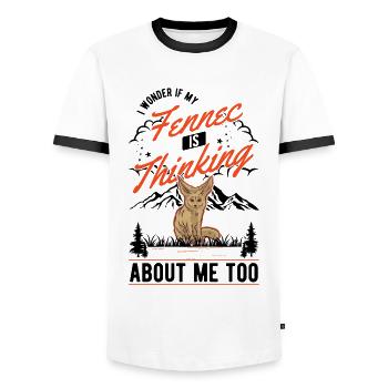 Fennec Gift Fennec Desert Fox - Men's Ringer Shirt - white/black - Front - AI Model Female 172 light (172cm) & AI Model Male 178 dark (178cm)