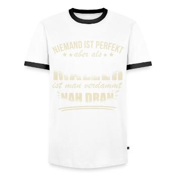 Lustige Mälzer Beruf Arbeit Zitate Verarbeitung - Men's Ringer Shirt - white/black - Front - AI Model Female 172 light (172cm) & AI Model Male 178 dark (178cm)