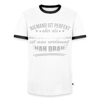 Lustige Geflügelfachmann Beruf Arbeit Hühner Zucht - Men's Ringer Shirt - white/black - Front - AI Model Female 172 light (172cm) & AI Model Male 178 dark (178cm)