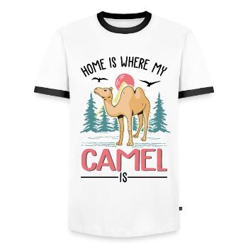 Home is where my camel is Egypt dromedary - Men's Ringer Shirt - white/black - Front - AI Model Female 172 light (172cm) & AI Model Male 178 dark (178cm)