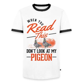 Pigeon Gift Pigeon Fancier Carrier Pigeon - Men's Ringer Shirt - white/black - Front - AI Model Female 172 light (172cm) & AI Model Male 178 dark (178cm)