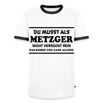 Metzger Spruch Fleischer Lustiges Metzger Geschenk - Männer Kontrast-T-Shirt - Weiß/Schwarz - Vorne - AI Model Female 172 light (172cm) & AI Model Male 178 dark (178cm)